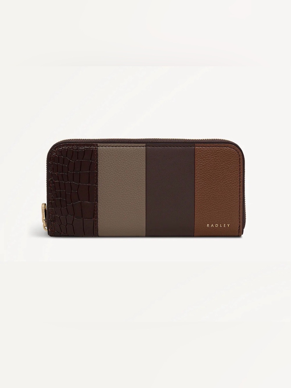 Radley London York Mews Patchwork LG Zip Around Wallet. Chocolate.